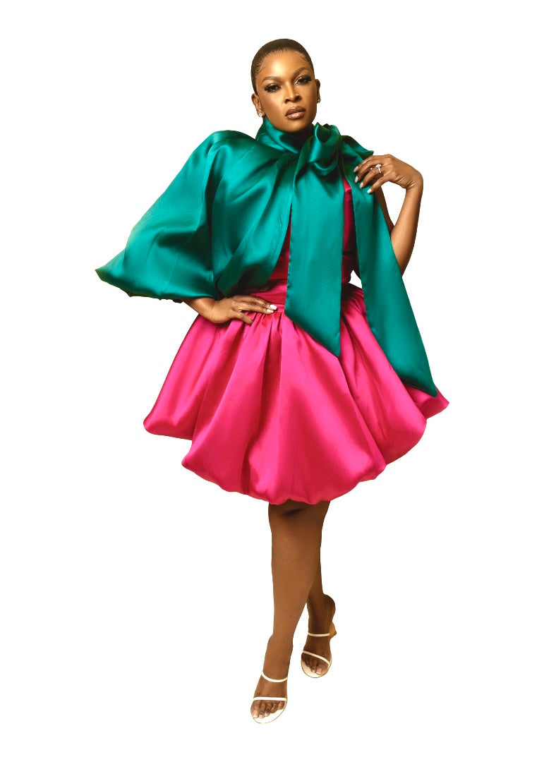 Balloon dress with Detachable puff sleeves