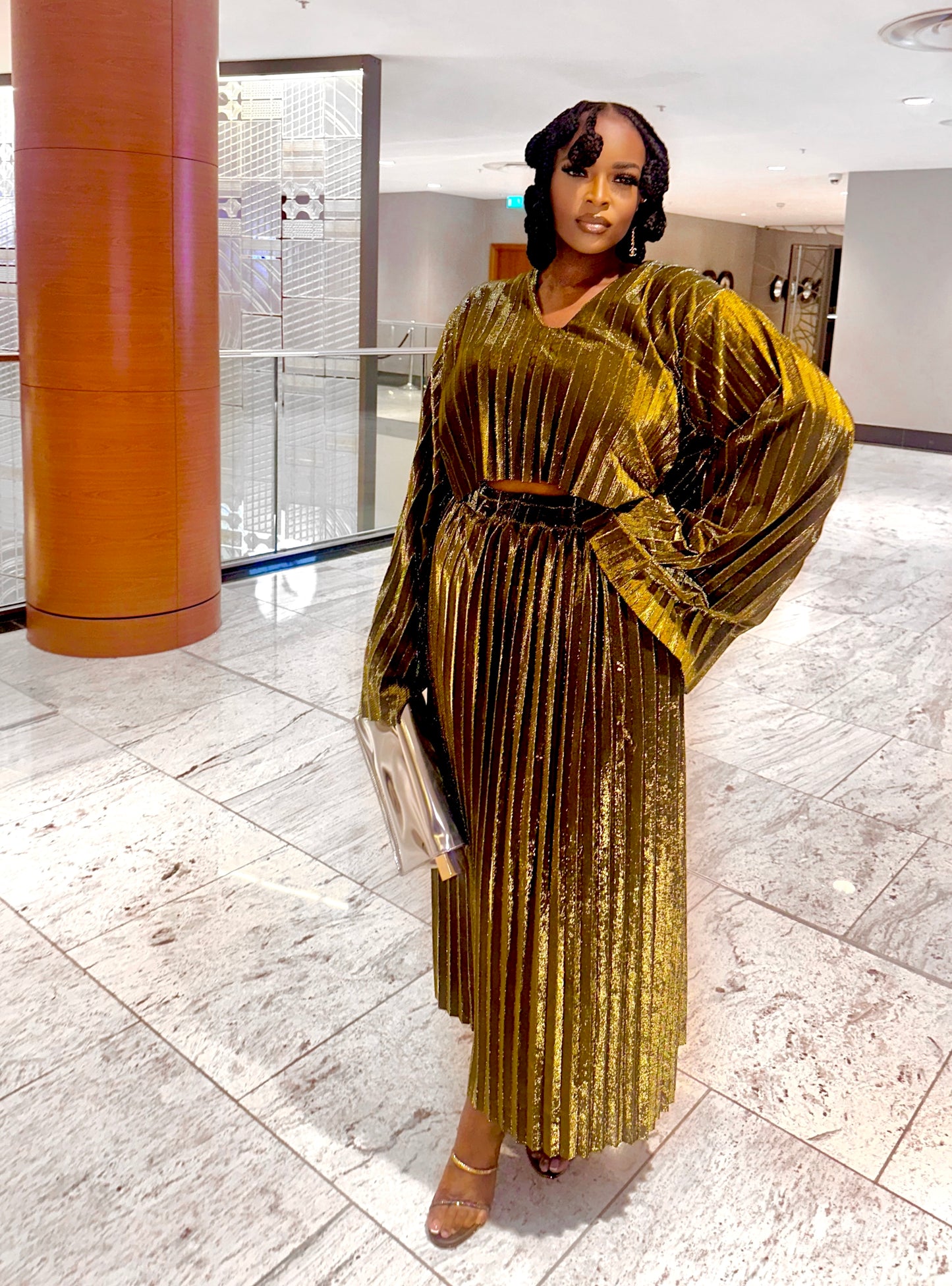 Gold goddess skirt set