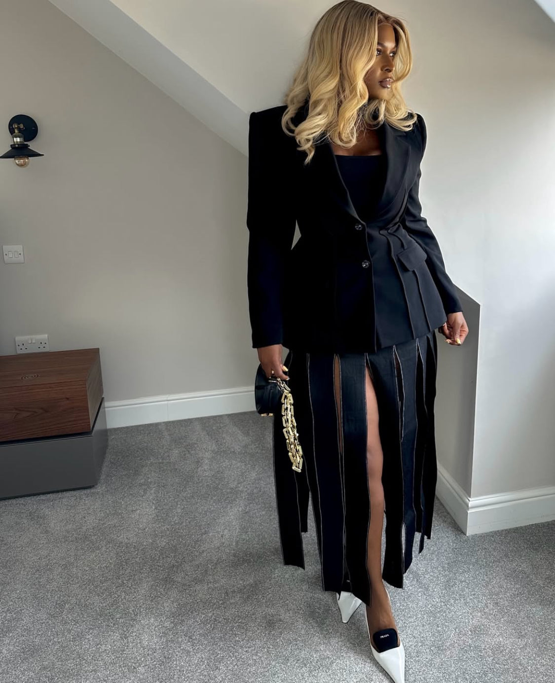 Fringe skirt black