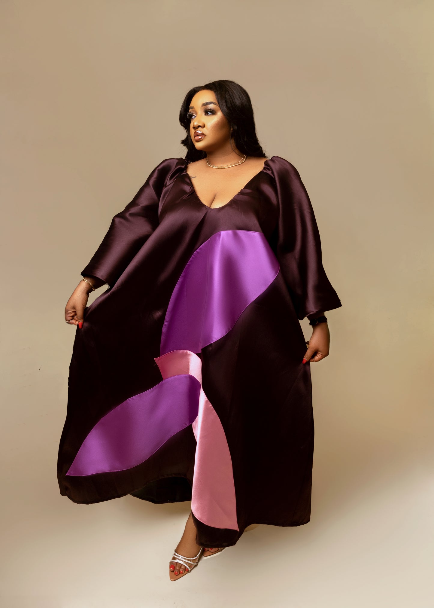 Colour block maxi dress