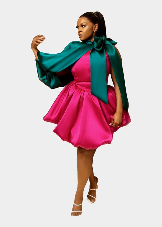 Balloon dress with Detachable puff sleeves