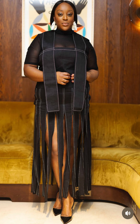 Fringe skirt black