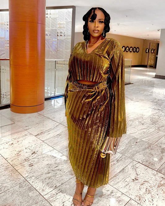 Gold goddess skirt set